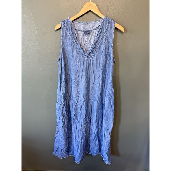 J. Jill Womens Blue Denim Sleeveless Slip Dress Size Large Long Flowy - Picture 1 of 3